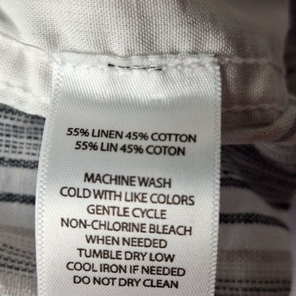 beachlunchlounge Margot Small Linen Cotton Striped Wide Leg Cropped Pant Pockets - Picture 11 of 13